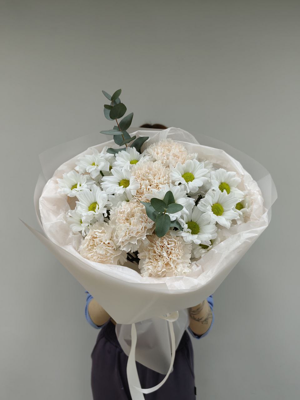 Дуо букет из хризантем и диантусов